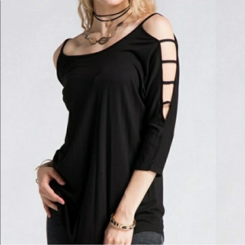 Black Sleeve Detail Top